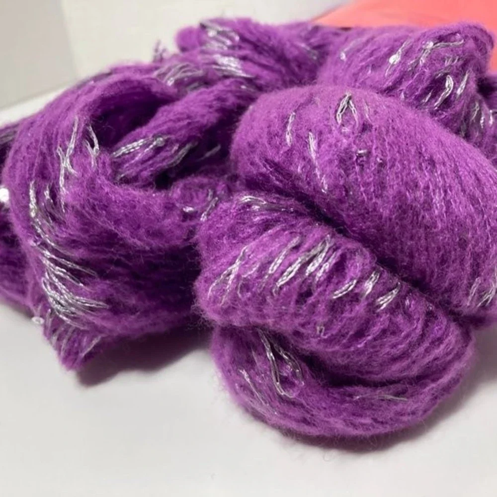 Purple Silver Sequin Rigoletto Yarn 20 Skeins